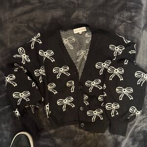 Black and White Bow coquette cardigan